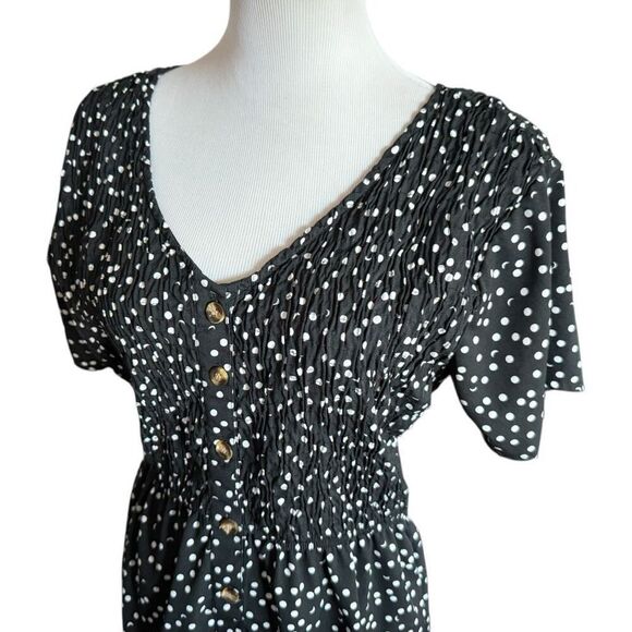 Womens MPH Collection Polka Dot All Over Ruched Button Detail Top - Sz 1X - Picture 2 of 2